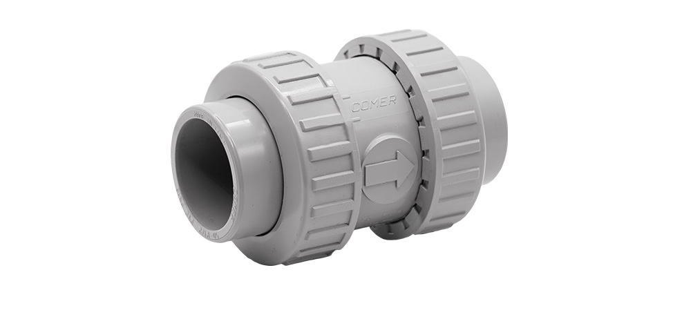 PVC-C Rückschlagventil mit Klebemuffen, FPM (Viton), federbelastet