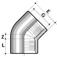 Technische Zeichnung Winkel 45° IG-IG