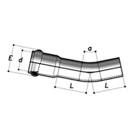 Technische Zeichnung Bogen 22° Steckmuffe / Stutzen