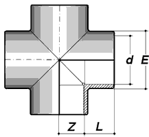 Technische Zeichnung PVC-U Kreuzstück